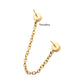 24Kt Gold PVD Titanium Threadless Duo Bezel Round CZ with Rolo Chain Dangle Tops