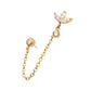 24Kt Gold PVD Titanium Threadless Marquise Trinity & Duo Bezel Round Gem Top with Dangle Rolo Chain