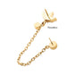24Kt Gold PVD Titanium Threadless Marquise Trinity & Duo Bezel Round Gem Top with Dangle Rolo Chain