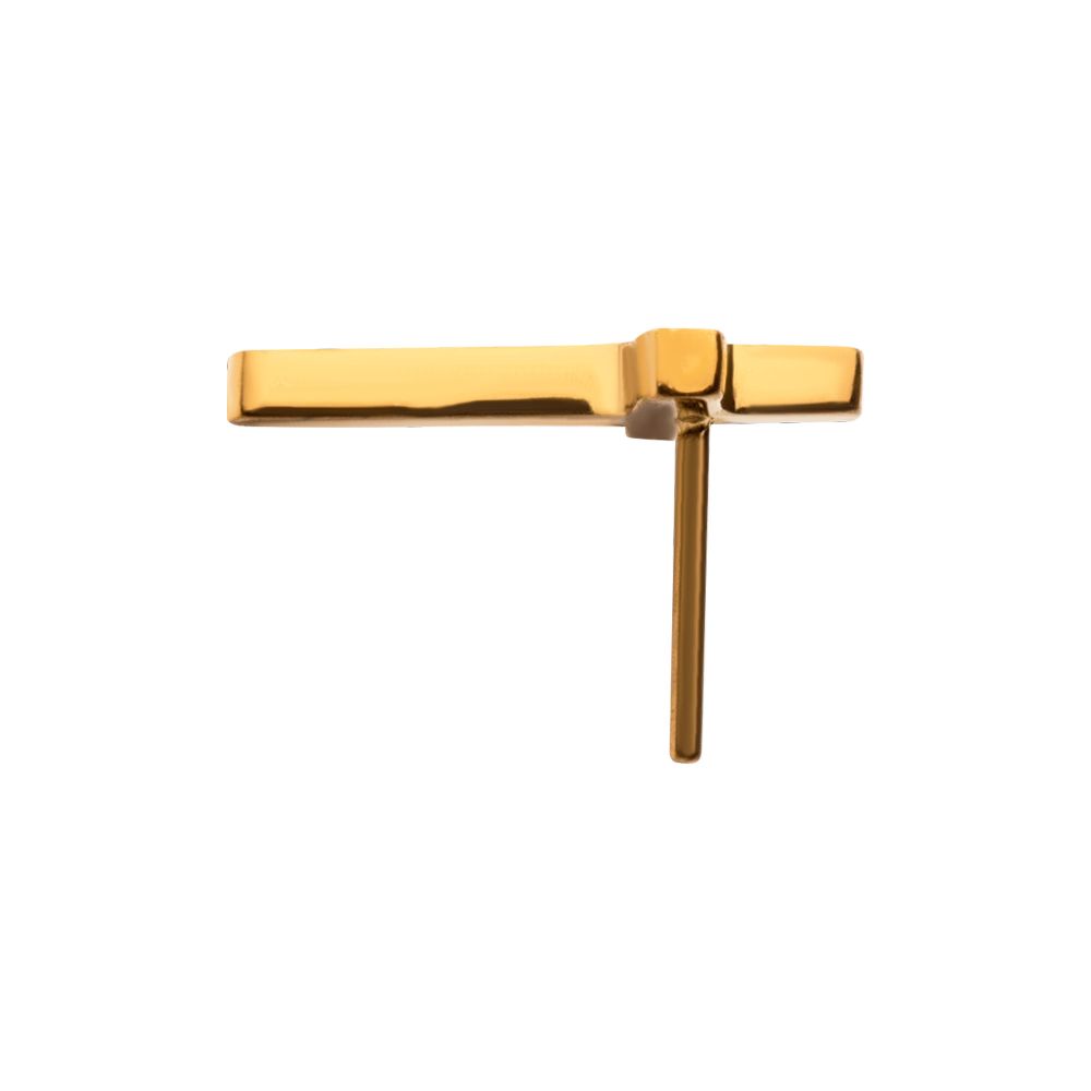 24KT Gold PVD Titanium Threadless with Cross Top