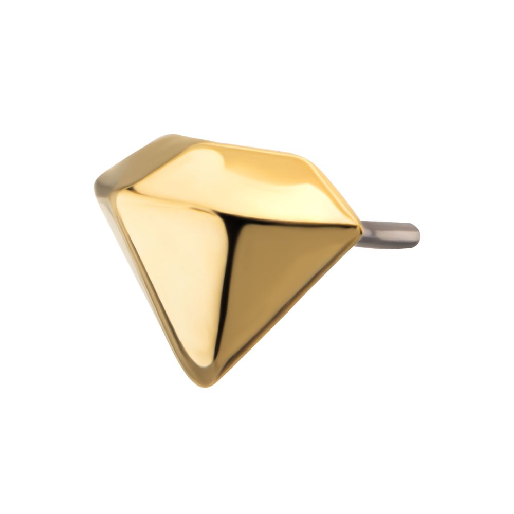 24KT Gold PVD Titanium Threadless 3D Diamond Shape Top