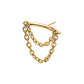24Kt Gold PVD Titanium Threadless Hidden Helix Curved Bar Top with 2-Tier Chain Dangle