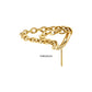 24Kt Gold PVD Titanium Threadless Hidden Helix Curved Bar Top with 2-Tier Chain Dangle