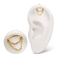 24Kt Gold PVD Titanium Threadless Hidden Helix Curved Bar Top with 2-Tier Chain Dangle