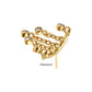 24Kt Gold PVD Titanium Threadless Hidden Helix Curved Bar Top with 5-Chain Bezel Gem Dangle