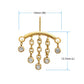 24Kt Gold PVD Titanium Threadless Hidden Helix Curved Bar Top with 5-Chain Bezel Gem Dangle