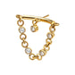 24Kt Gold PVD Titanium Threadless Hidden Helix Curved Bar Top with CZ Chain Dangle & Floating Gem