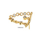 24Kt Gold PVD Titanium Threadless Hidden Helix Curved Bar Top with CZ Chain Dangle & Floating Gem