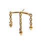 24Kt Gold PVD Titanium Threadless Hidden Helix Curved Bar Top with 3 Spiked Chain Dangle