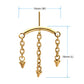 24Kt Gold PVD Titanium Threadless Hidden Helix Curved Bar Top with 3 Spiked Chain Dangle