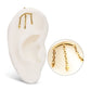 24Kt Gold PVD Titanium Threadless Hidden Helix Curved Bar Top with 3 Spiked Chain Dangle