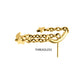 24Kt Gold PVD Titanium Threadless Hidden Helix Curved Bar Top with Crescent Moon and Star 3-Chain Dangle