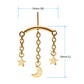 24Kt Gold PVD Titanium Threadless Hidden Helix Curved Bar Top with Crescent Moon and Star 3-Chain Dangle