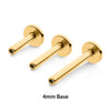 24KT Gold PVD Titanium Threadless Labret with 4mm Base