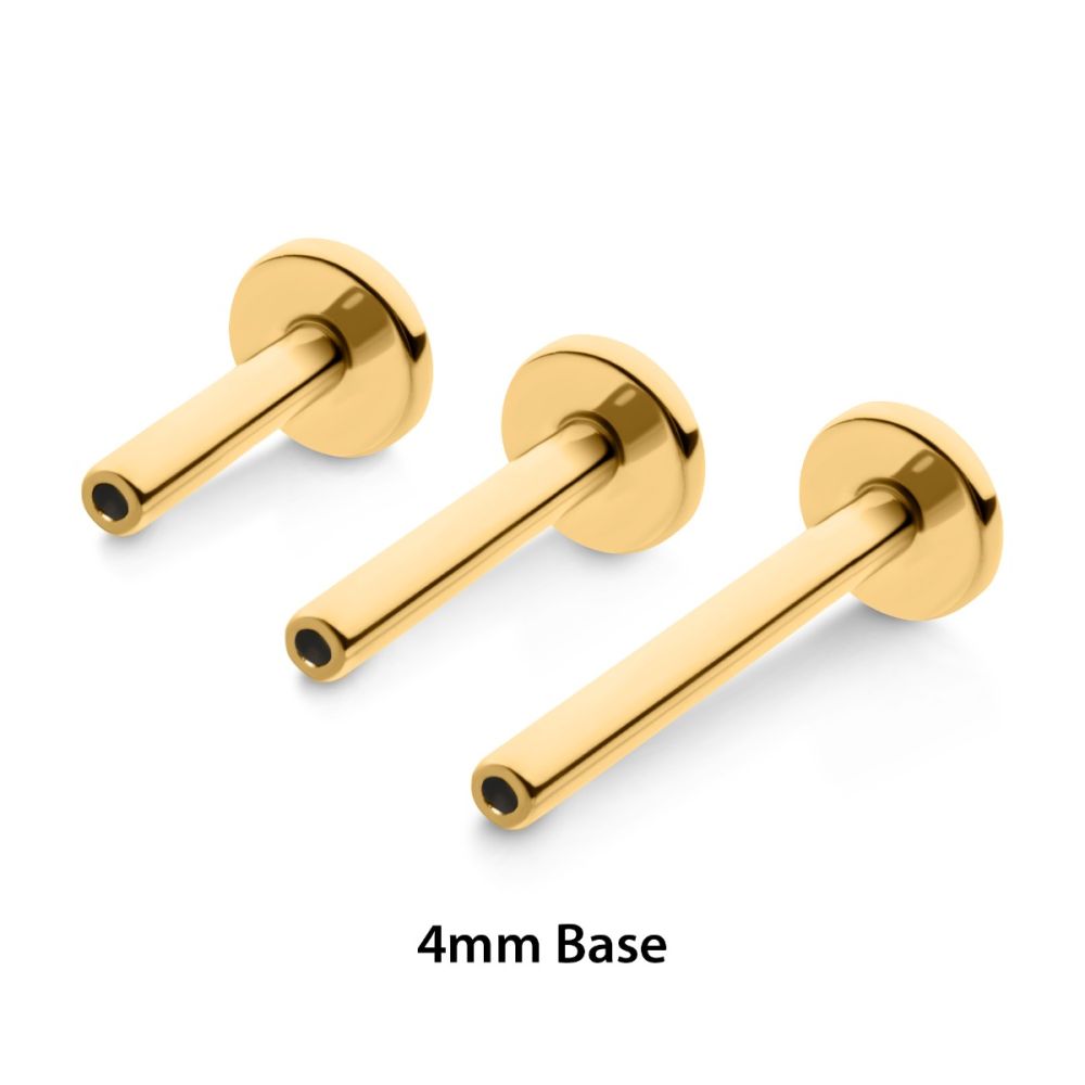 24KT Gold PVD Titanium Threadless Labret with 4mm Base
