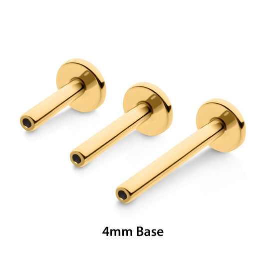 24KT Gold PVD Titanium Threadless Labret with 4mm Base
