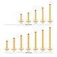 24KT Gold PVD Titanium Threadless Labret with 4mm Base