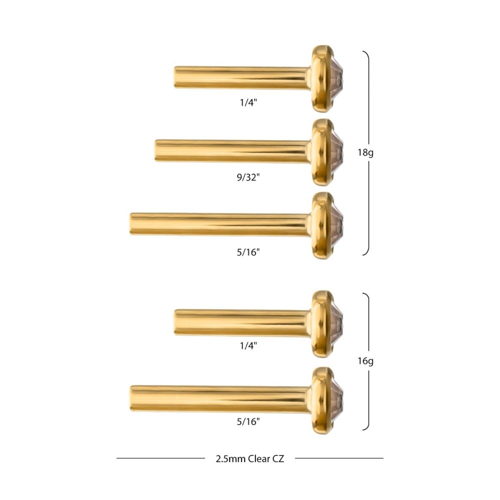 24Kt Gold PVD Titanium Threadless 3mm Bezel  Gem Back Duality Labret (Base Only)