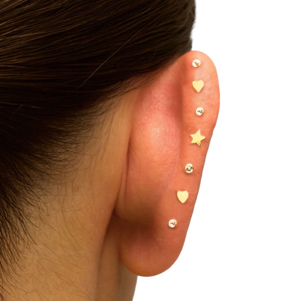 24Kt Gold PVD Titanium Threadless Heart Back Duality Labret (Base Only)