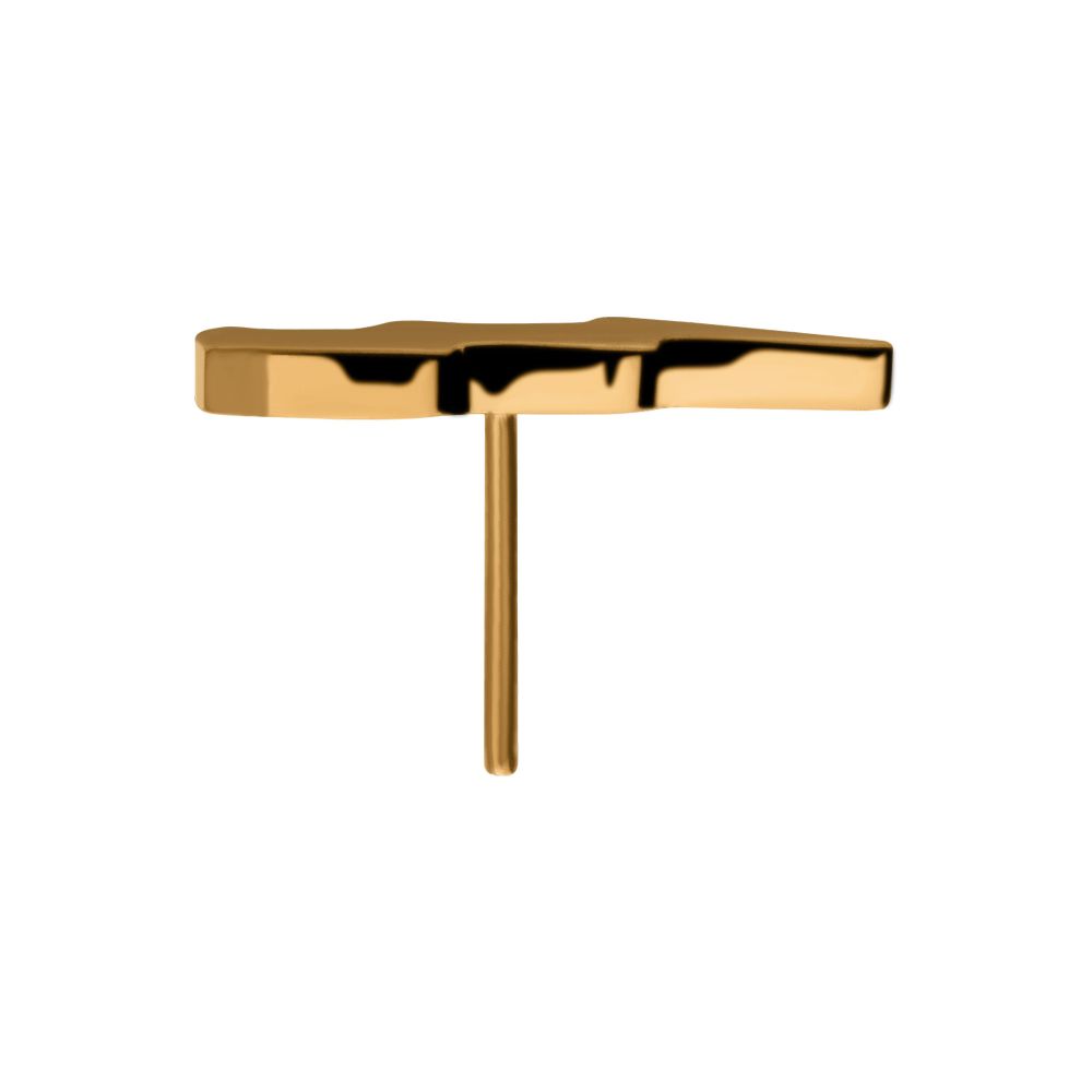 24KT Gold PVD Titanium Threadless with Tall Lightning Bolt Top