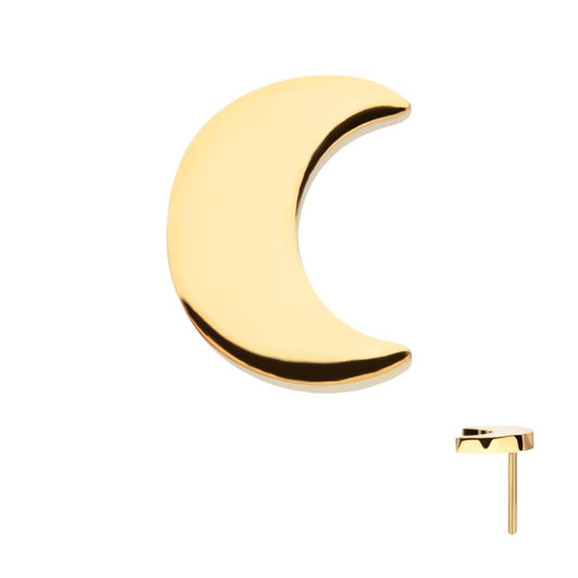 24Kt Gold PVD Titanium Threadless Crescent Moon Top with 2.2mm Crest