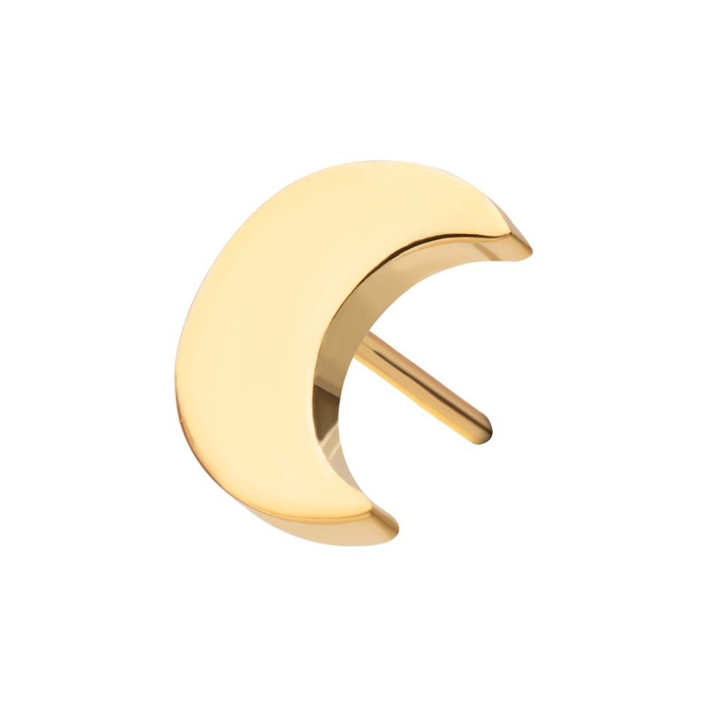24Kt Gold PVD Titanium Threadless Crescent Moon Top with 2.2mm Crest