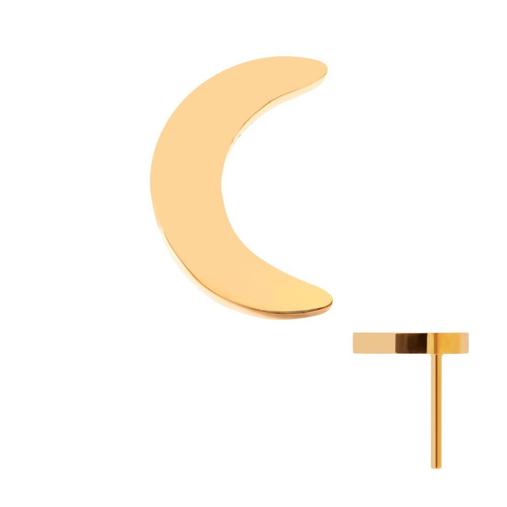24Kt Gold PVD Titanium Threadless Crescent Moon Top with 1.6mm Crest