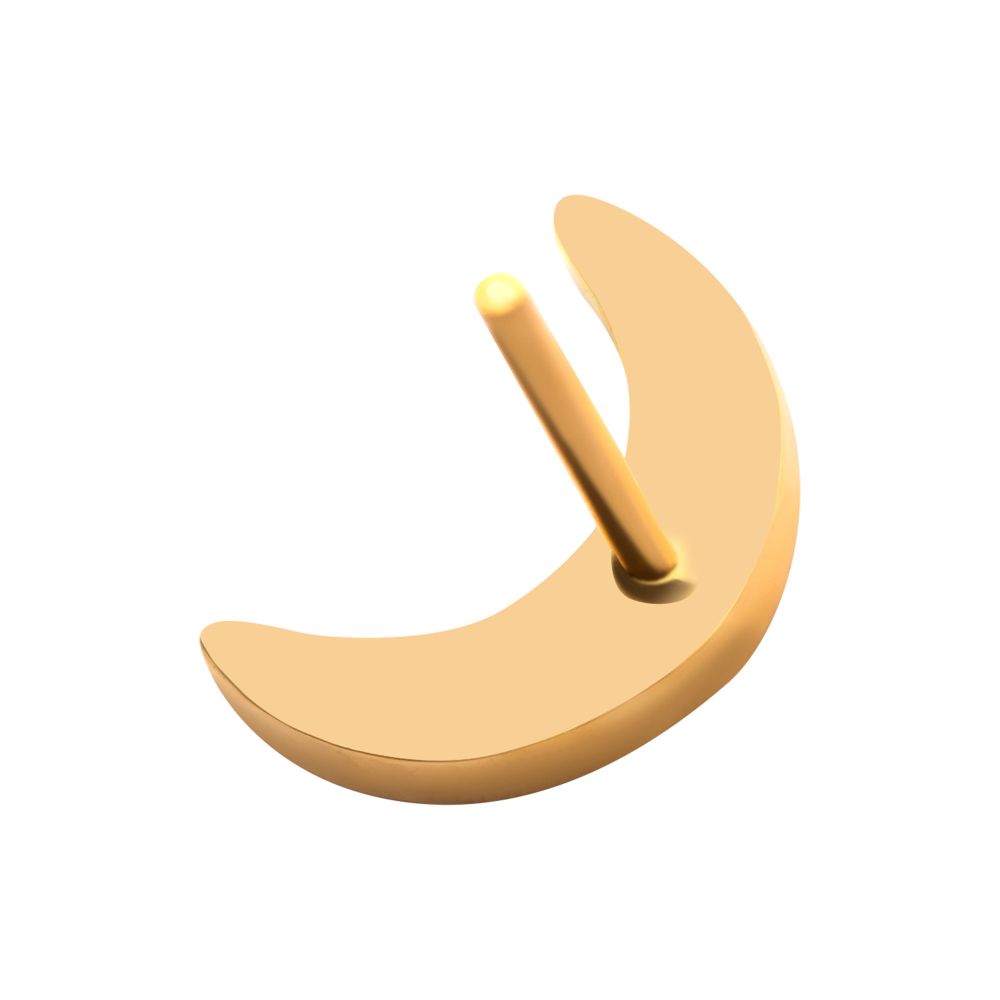 24Kt Gold PVD Titanium Threadless Crescent Moon Top with 1.6mm Crest