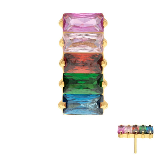 Prong Set Baguette Rainbow CZ-Cluster Top