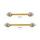 24Kt Gold PVD Titanium Bezel Set Teardrop Gem End Nipple Barbell (One Side Fixed, One Side Threadless) | Sold by piece