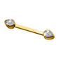 24Kt Gold PVD Titanium Bezel Set Teardrop Gem End Nipple Barbell (One Side Fixed, One Side Threadless) | Sold by piece