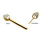 24Kt Gold PVD Titanium Bezel Set Teardrop Gem End Nipple Barbell (One Side Fixed, One Side Threadless) | Sold by piece