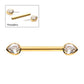24Kt Gold PVD Titanium Threadless Bezel Teardrop CZ Nipple Barbell | Sold by piece
