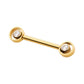 24Kt-Gold PVD Titanium Threadless Bezel Round CZ Orbit Nipple Barbell | Sold by piece