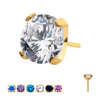 24KT Gold PVD Titanium Threadless with 4-Prong Set CZ Front Facing Top