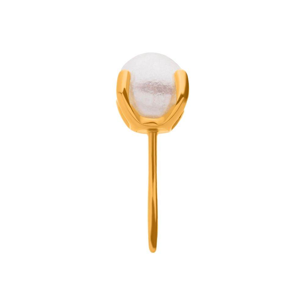 24Kt Gold PVD Titanium Threadless Prong Set White Swarovski Pearl Top