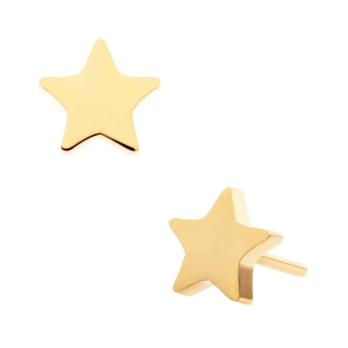 24KT Gold PVD Titanium Threadless with Star Top