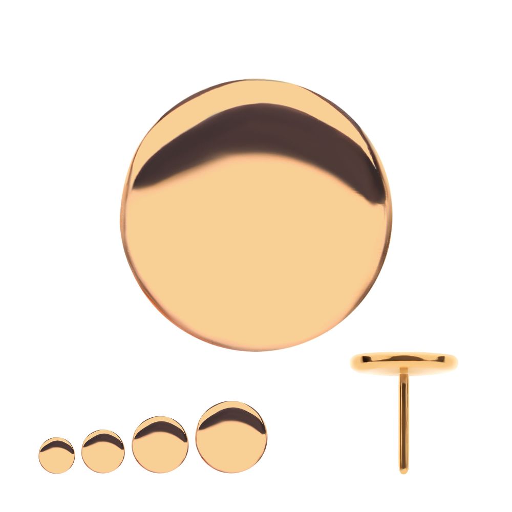 24Kt Gold PVD Titanium Threadless with Flat Disc Top