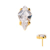 24Kt-Gold PVD Titanium Threadless Prong Set Kite Shaped CZ Top