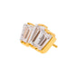 24Kt Gold PVD Titanium Threadless Prong Set Baguette CZ 3-Cluster Top