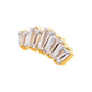 24Kt Gold PVD Titanium Threadless Prong Set Baguette CZ 5-Cluster Top