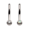 Titanium Internally Threaded with Bezel Set CZ/Opal Fixed Ball Bottom Curved Barbell