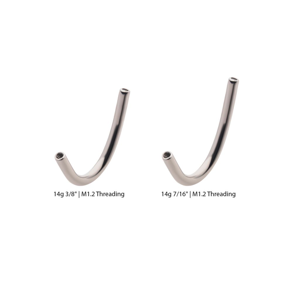14g Titanium Internally Threaded J Curved Barbell