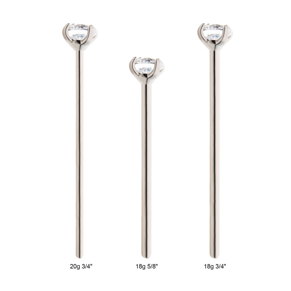 Titanium 4-Prong Set Gem Nose Pin