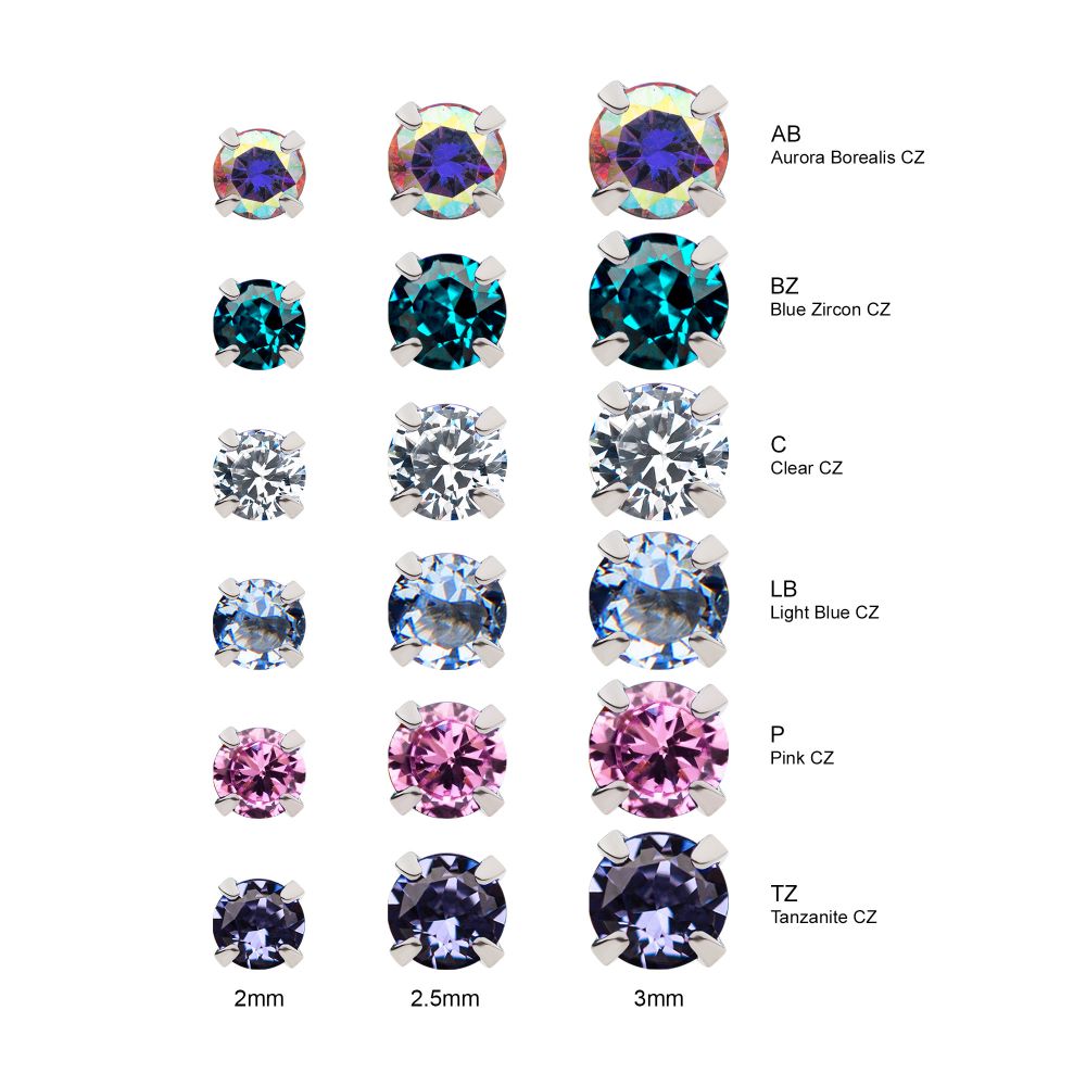 Titanium 4-Prong Set Gem Nose Pin