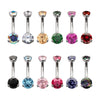 Titanium Internally Threaded Double 3-Prong Gem Fixed Bottom Navel