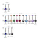 Titanium Internally Threaded Double 3-Prong Round Gem Fixed Bottom Navel