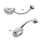 Titanium Internally Threaded Double Gem with Prong Set Oval Fixed Bottom Navel