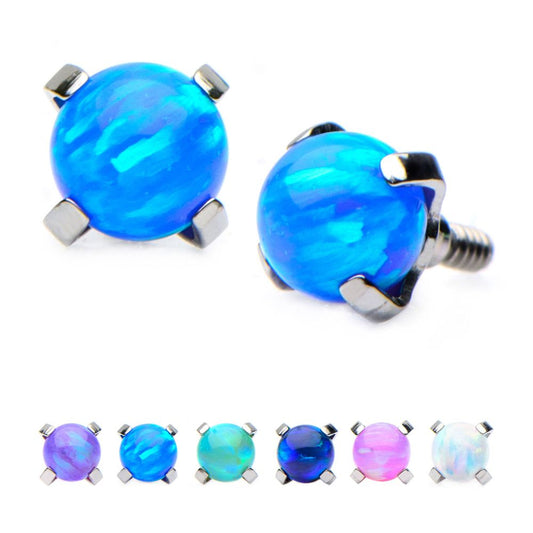 Titanium Internally Threaded Prong Set Synthetic Opal Top