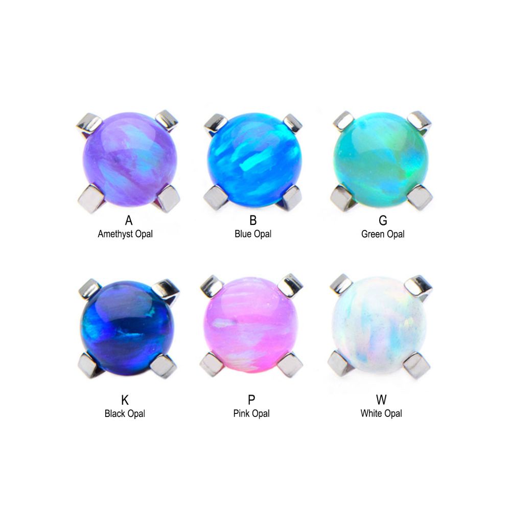 Titanium Internally Threaded Prong Set Synthetic Opal Top